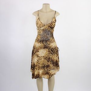 Vintage Ed Hardy cheetah crystal rose dress